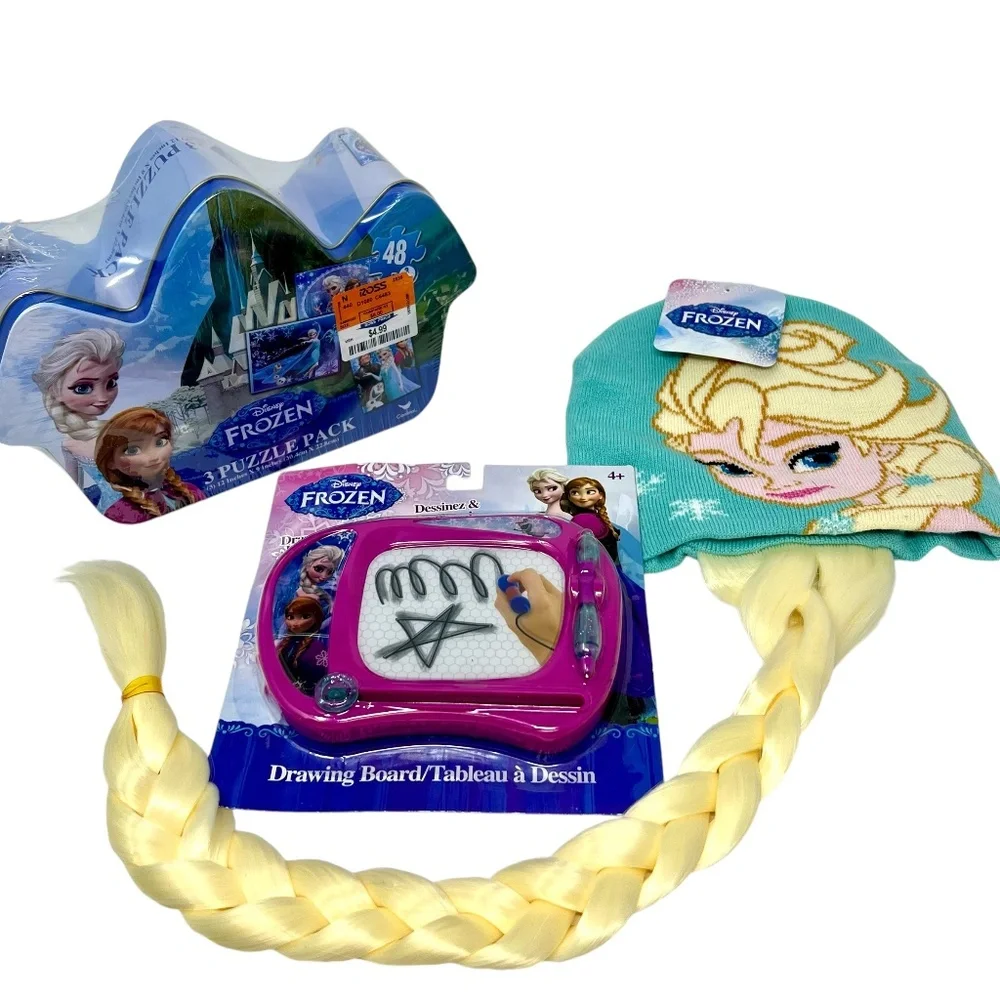 Frozen Theme *Lot of 3* Elsa Hat, Puzzle Set, Drawing Board all NWT